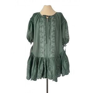 Innika Choo Justine Taiym Mini Frill Dress Sage Green Linen Size 2 (M)